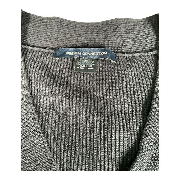 French Connection Navy V-Neck Sweater Lace Bell Sleeve Tie Top M Romantic Hobo - Picture 9 of 14